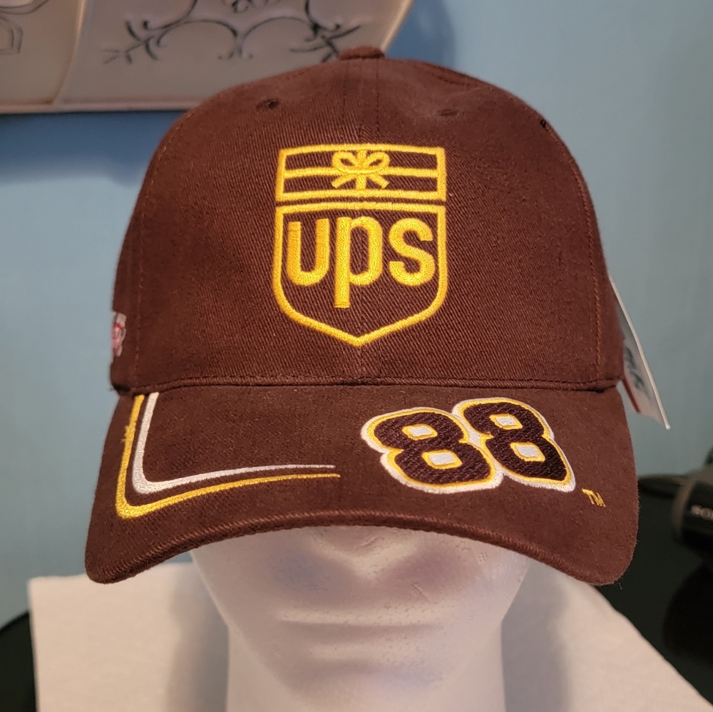 Vtg Dale Jarrett UPS NASCAR Baseball Cap by Hase Authentic Brown/Gold W/ Tags